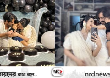 নয়টি কেক কেটে ছেলের জন্মদিন উদযাপন রাজ-পরীর