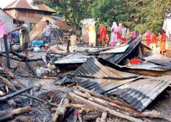 লোহাগড়ায় আগুনে পুড়ে বসতঘর ছাই