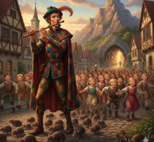 The Pied Piper leading children - Hamelin er bashi wolar golpo