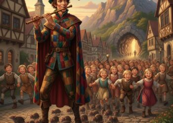 The Pied Piper leading children - Hamelin er bashi wolar golpo