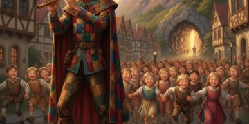 The Pied Piper leading children - Hamelin er bashi wolar golpo