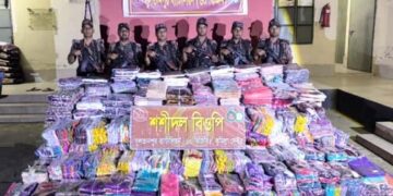 সীমান্তে ৬০ বিজিবির অভিযানে ২ কোটি টাকার ভারতীয় পণ্য জব্দ